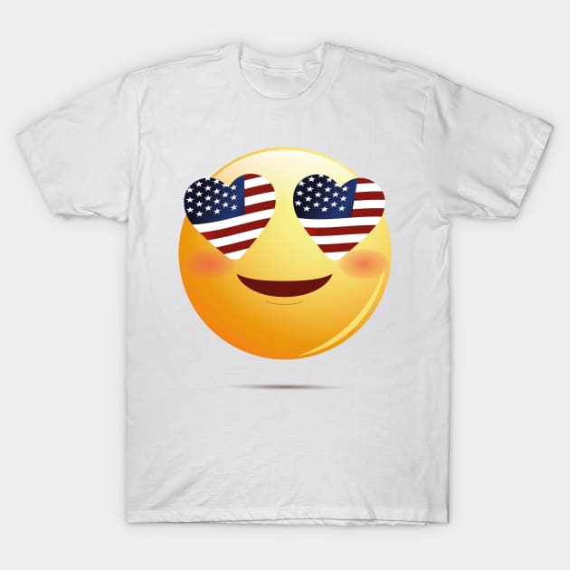 American Flag Funny Emoji T-Shirt by macshoptee